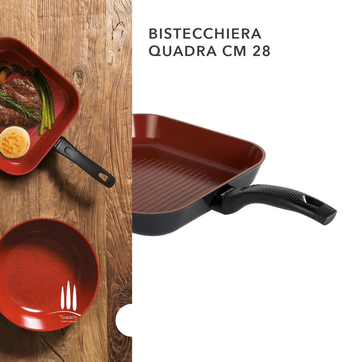 Bistecchiera antiaderente Ecologica cm 28 Linea Tuscany - dettaglio
