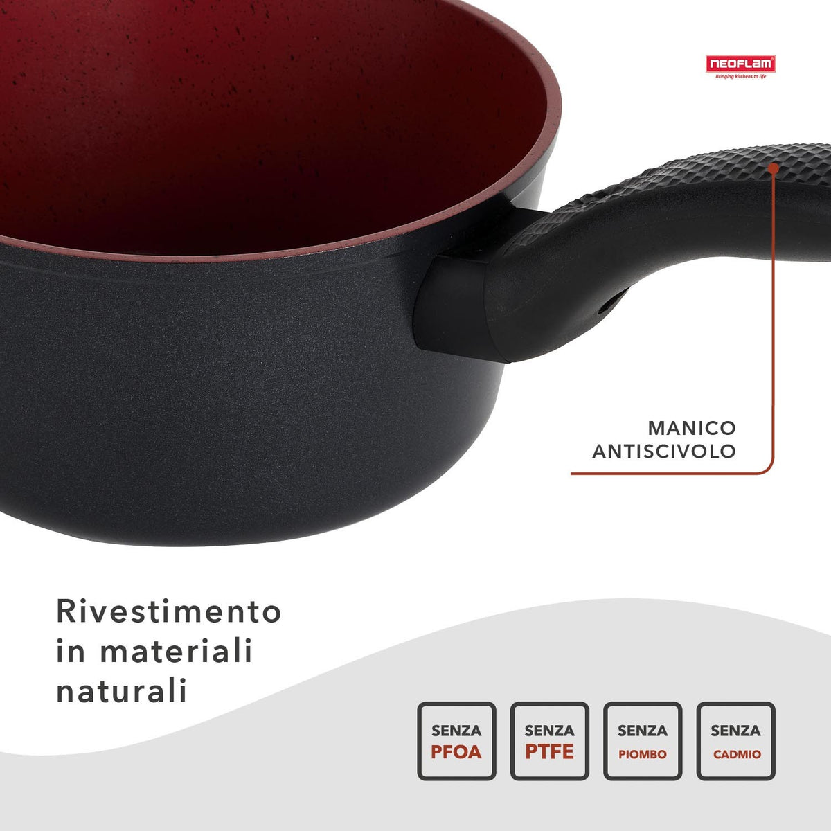 Casseruola cm 18 antiaderente Ecologica Linea Tuscany - dettaglio materiale