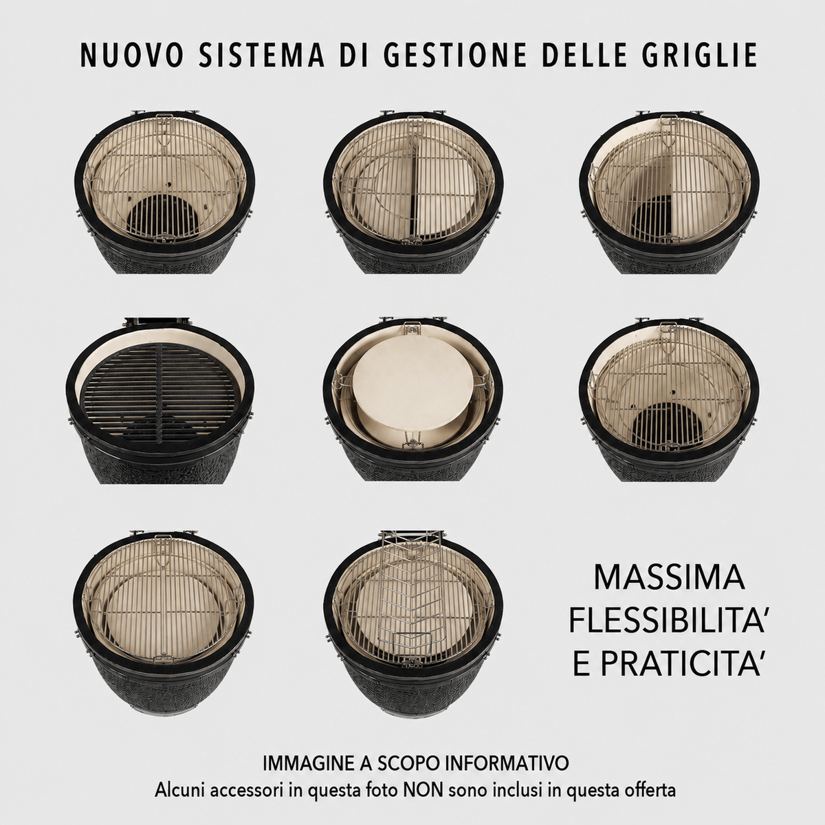 Sistema griglie a due posizioni Kamado Barbecue Extra Large - calasse.comaly