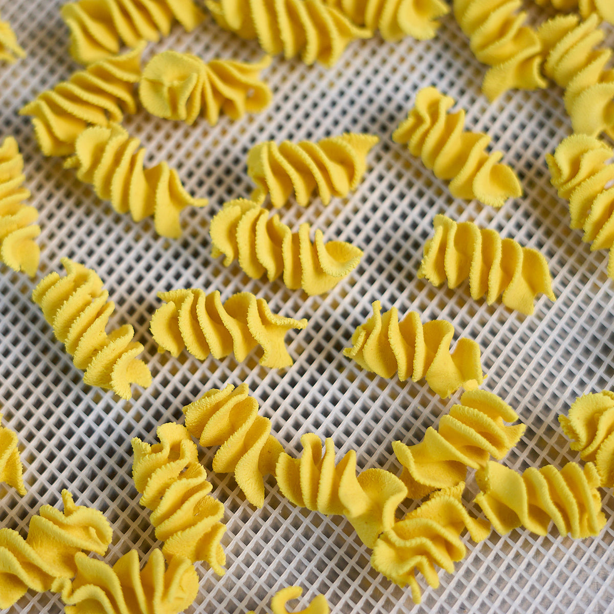 I Fusilli Giganti sono una variante in grande formato dei tradizionali fusilli, caratterizzati dalla loro forma a spirale ma di dimensioni notevolmente più grandi. Questa pasta, dalla consistenza robusta e dalla forma avvolgente, sono ideali per piatti ricchi e sostanziosi, in grado di accogliere salse abbondanti e condimenti corposi.