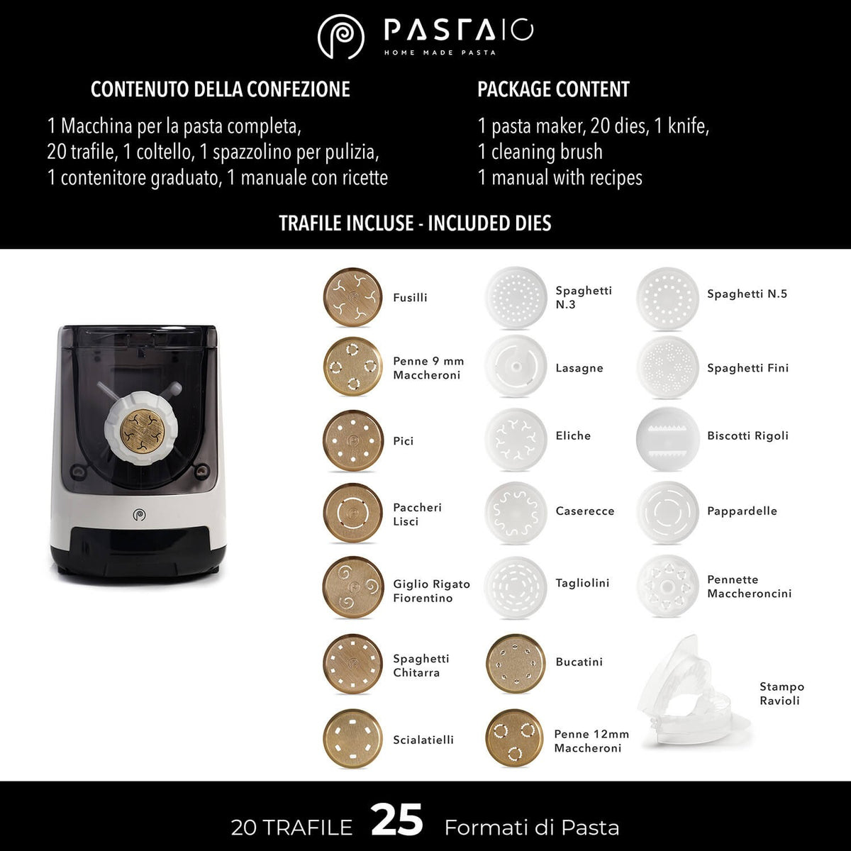 Trafile incluse Pastaio Master Edition macchina per la pasta calasse.comaly